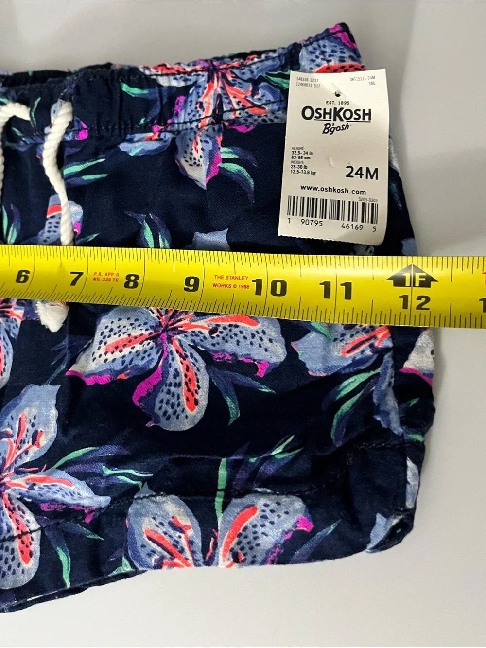 OshKosh B'gosh Baby Navy Floral Drawstring Swim Trunks 24 Months